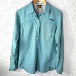 EDDIE BAUER Button Front Outdoor Long Sleeve Roll Up Tab Back Ventilation Size M